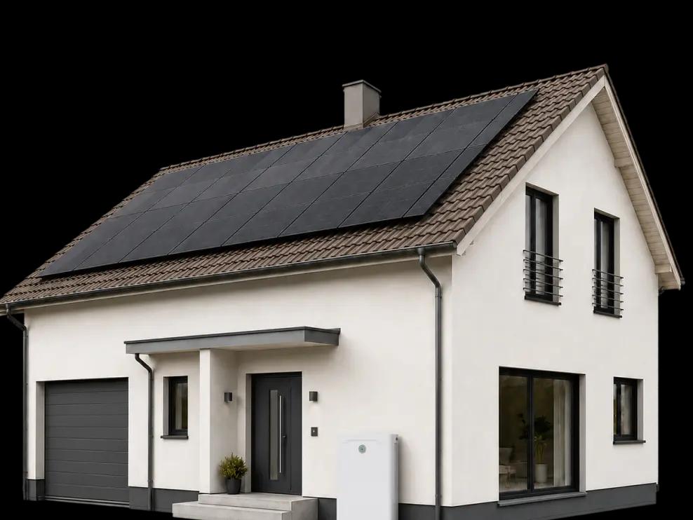 House with a solar panel system