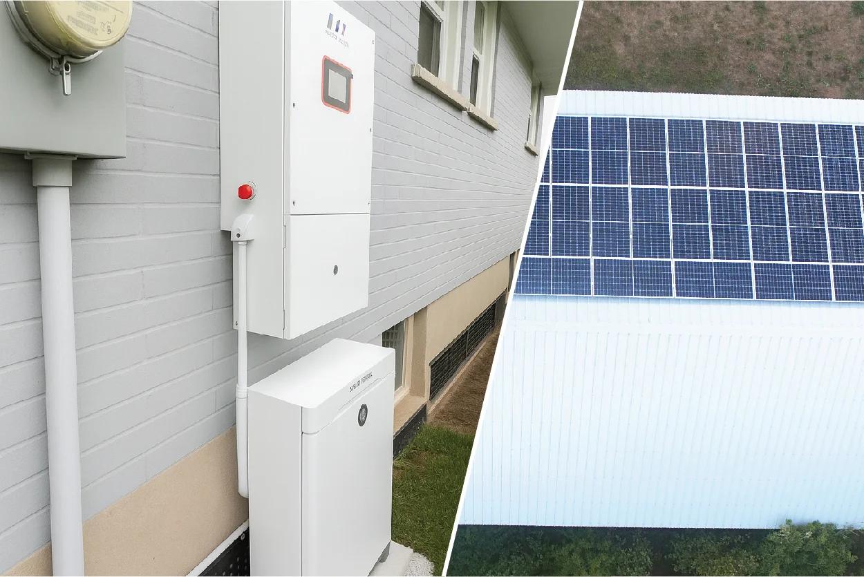 A Pion Power battery installed with a inverter outside the residential house to storage the solar energy which produce from their own solar energy system. 