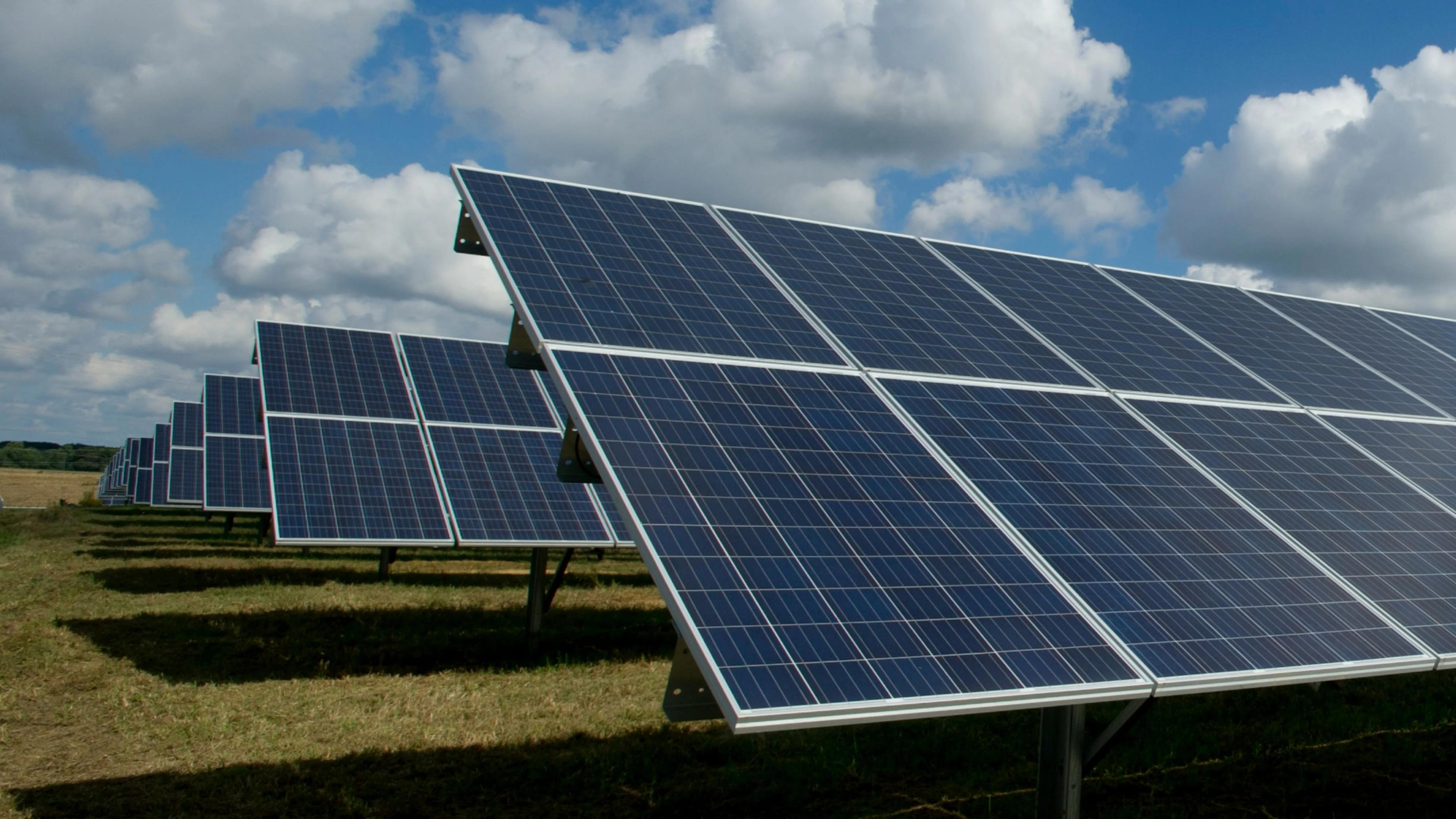 Ground-mount solar array in an open field