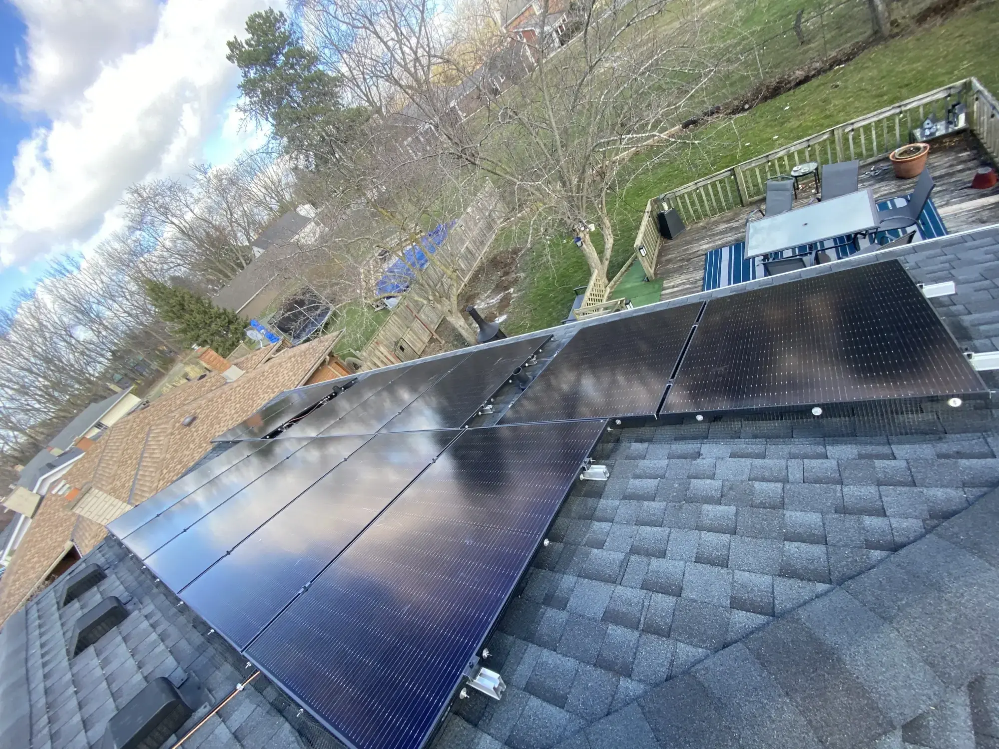 Close-up of a premium solar energy system in Ontario, illustrating a successful installation and positive Google review from a Polaron customer generating their own power.